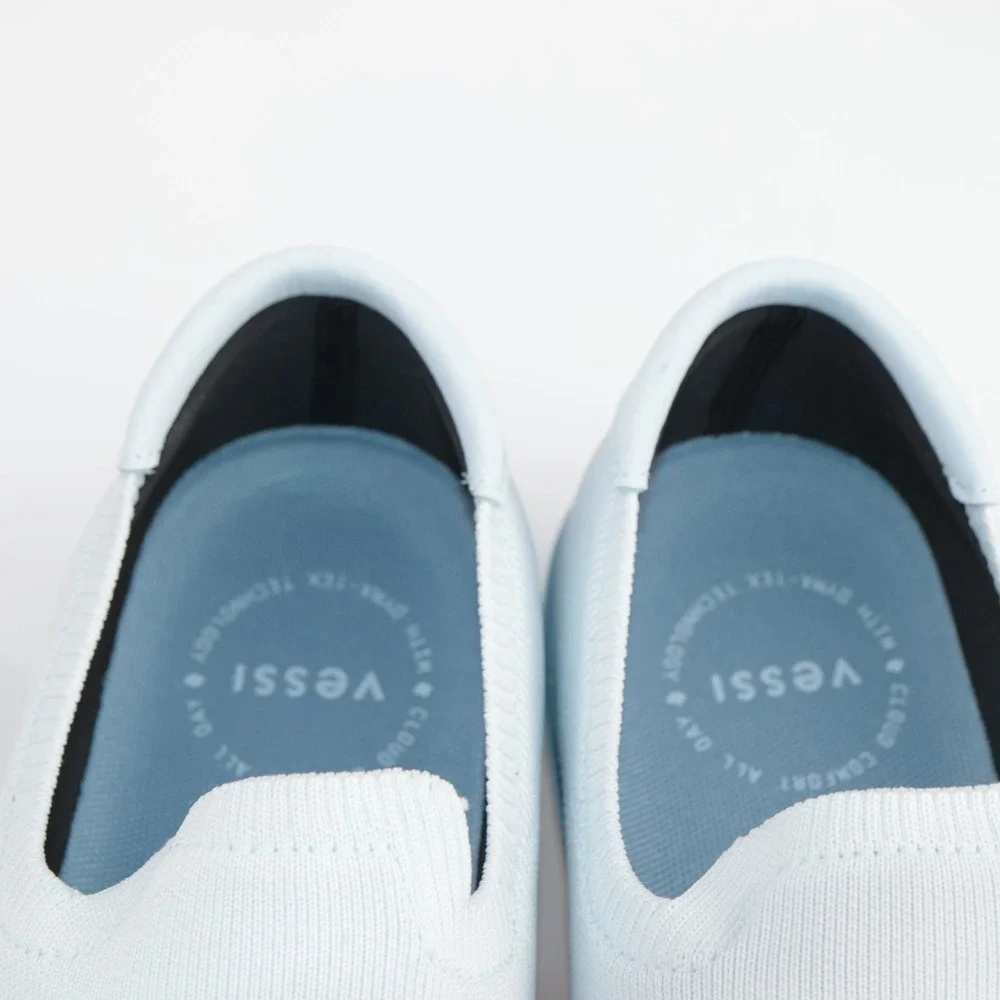 Vessi Mens Boardwalk Slip-On Shoes Size 9 Waterproof Daydream Blue Knit Sneakers